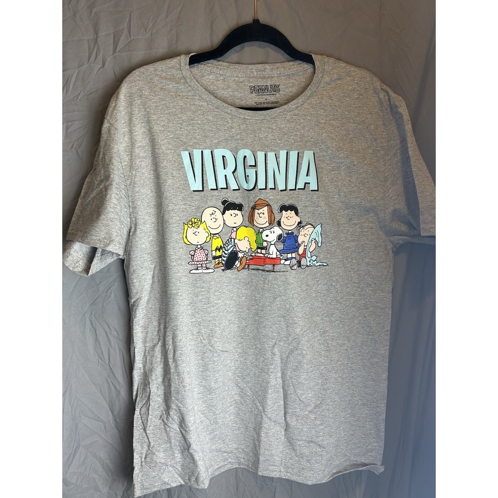 Peanuts Snoopy Virginia Graphic T-Shirt Mens Large Heather Gray